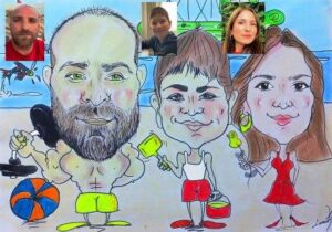 Family At Sea Portrait Cartoon