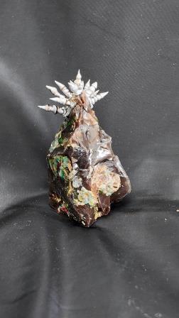 Silver spiky Calsedony Black natural stone